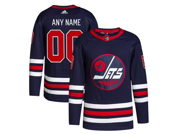 Custom Winnipeg Jets Navy Home Jersey
