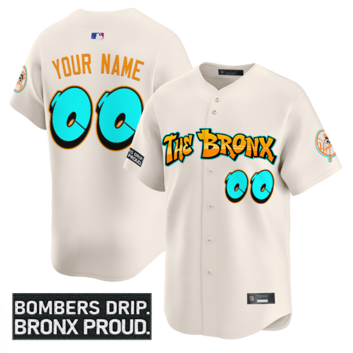 Custom Yankees Jersey Graffiti Bronx Bombers Edition Limited Stitched Cream