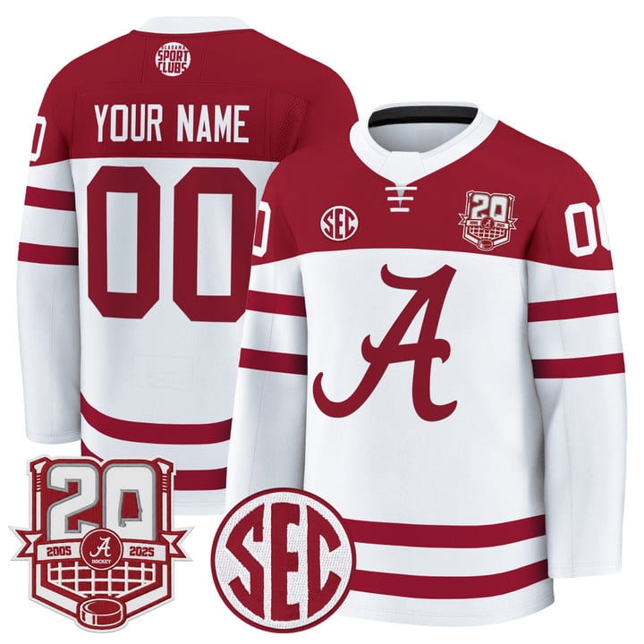 Custom Alabama Crimson Jersey 2025-26 Premium 20th Anniversary Patch Stitched
