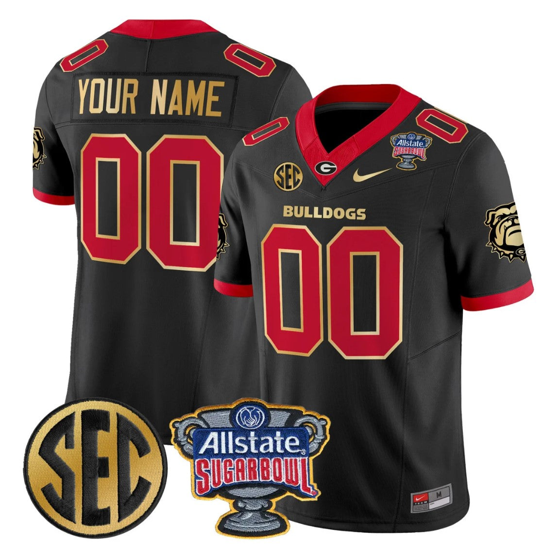 Custom Georgia Bulldogs Jersey Name, Number Sugar Bowl Patch Stitched