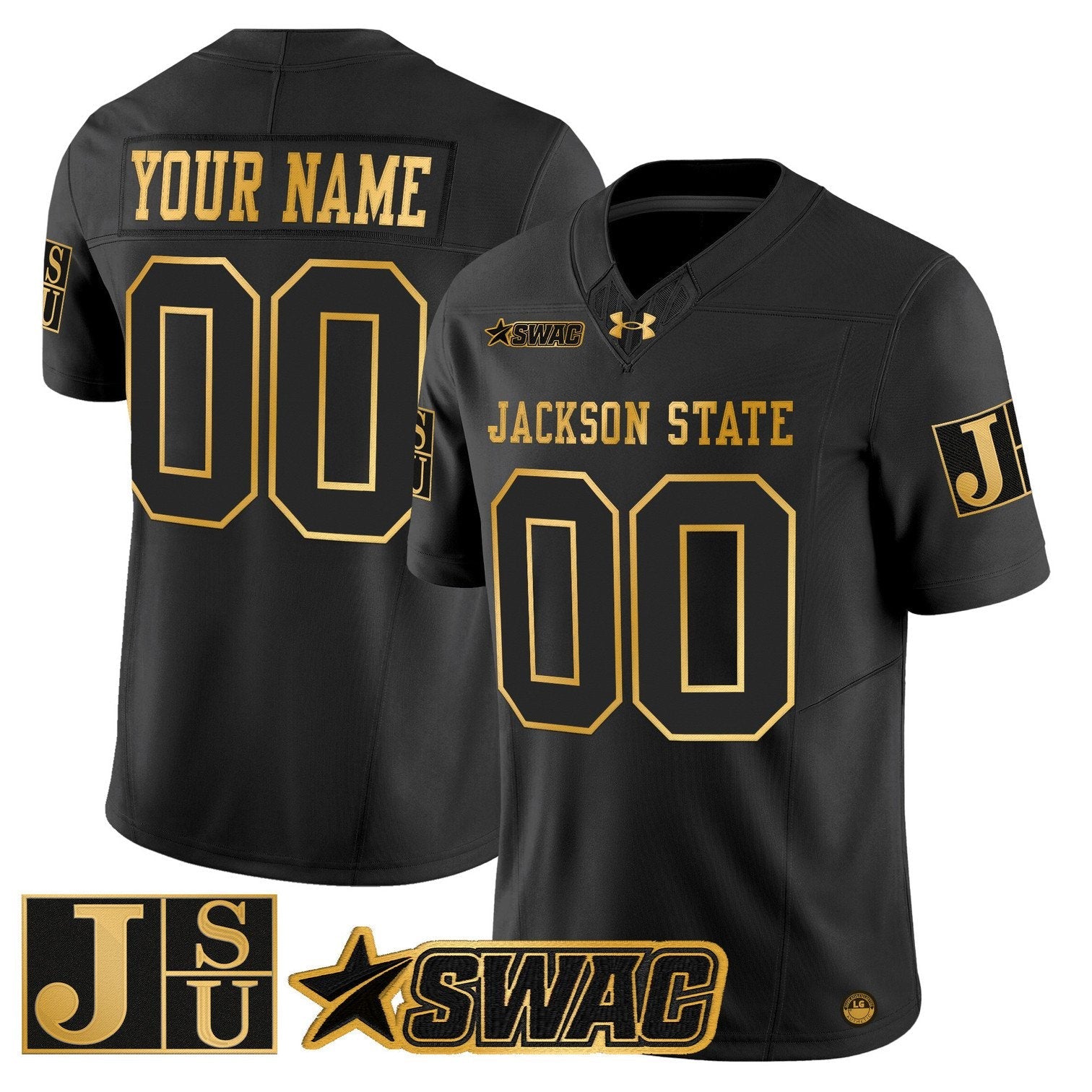 Custom Jackson State Tigers Jersey 2025 Gold Vapor Stitched