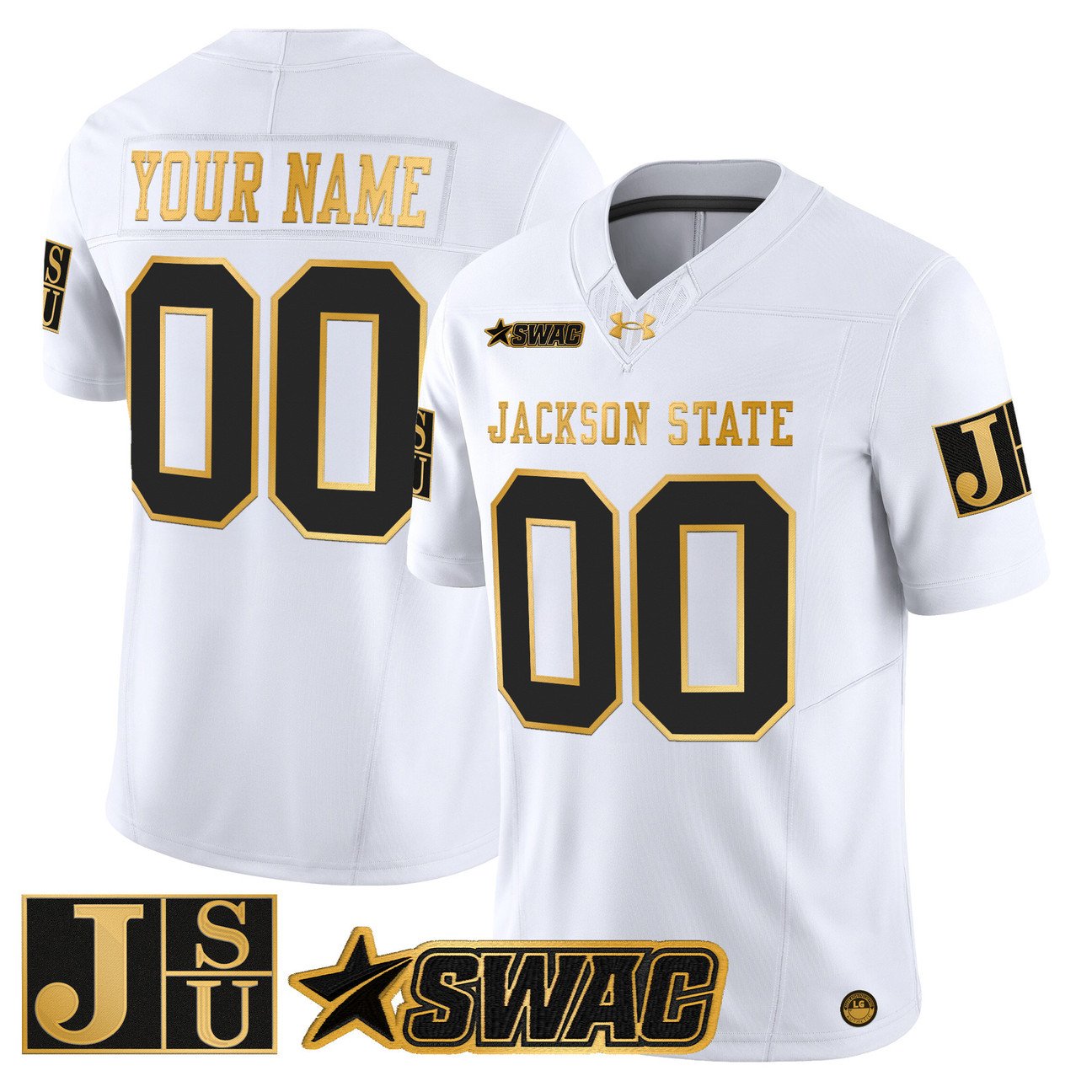 Custom Jackson State Tigers Jersey 2025 Gold Vapor Stitched