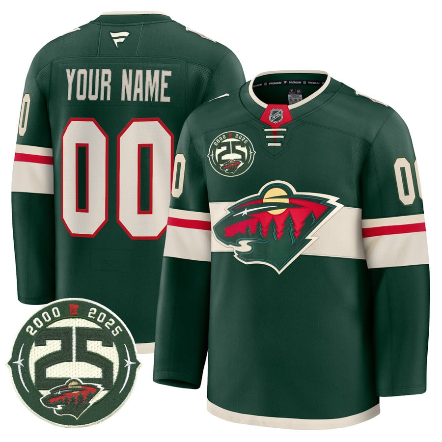 Custom Minnesota Wild Jersey 25th Anniversary Patch Premium Stitched