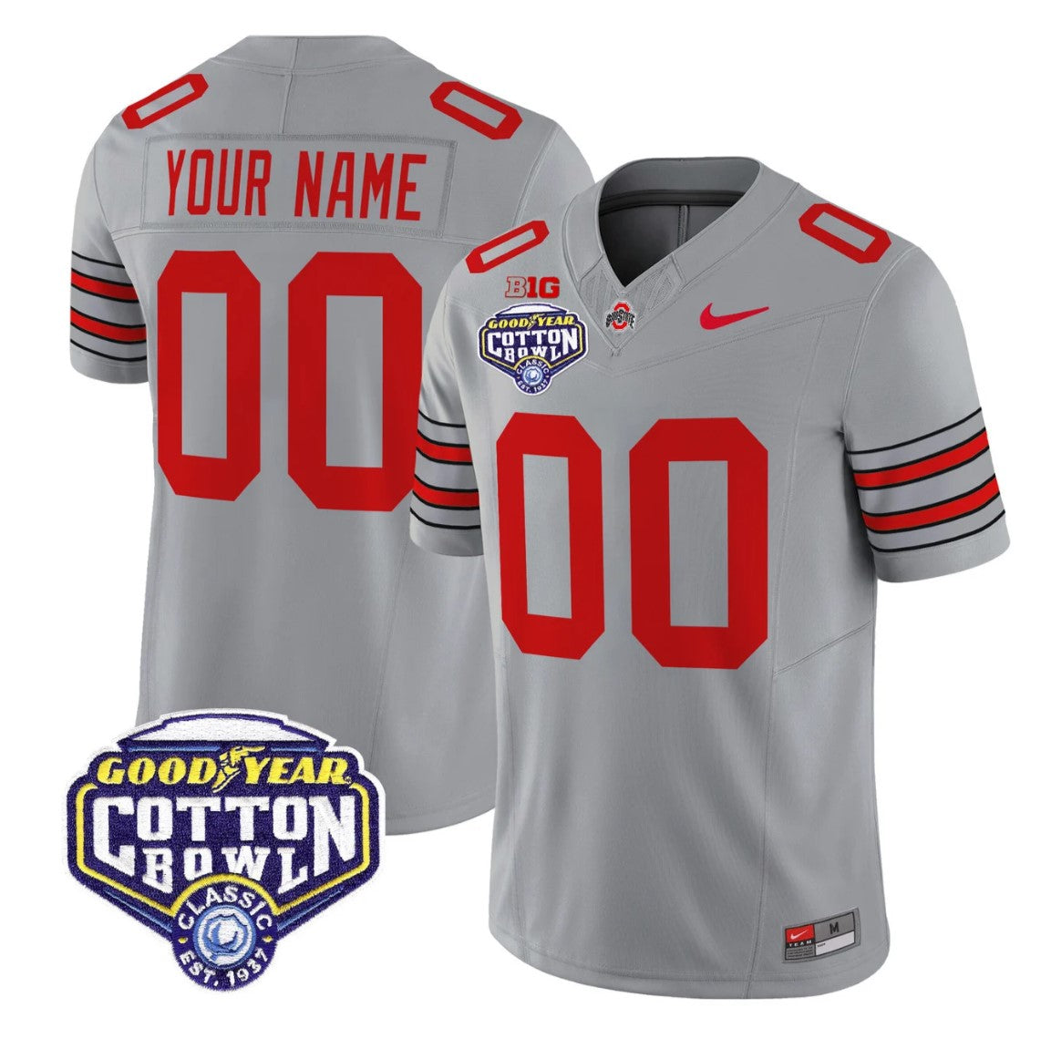 Custom Ohio State Jersey Heritage Stripe 2025 Cotton Bowl Patch Stitched