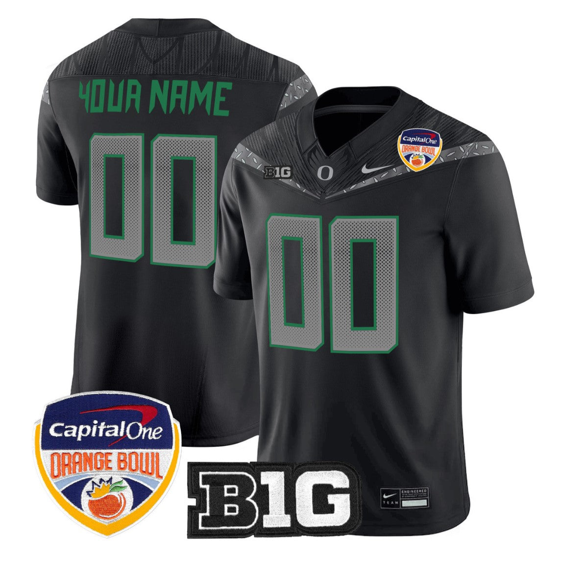 Custom Oregon Ducks Jersey 2026 Orange Bowl Patch Vapor Limited Stitched