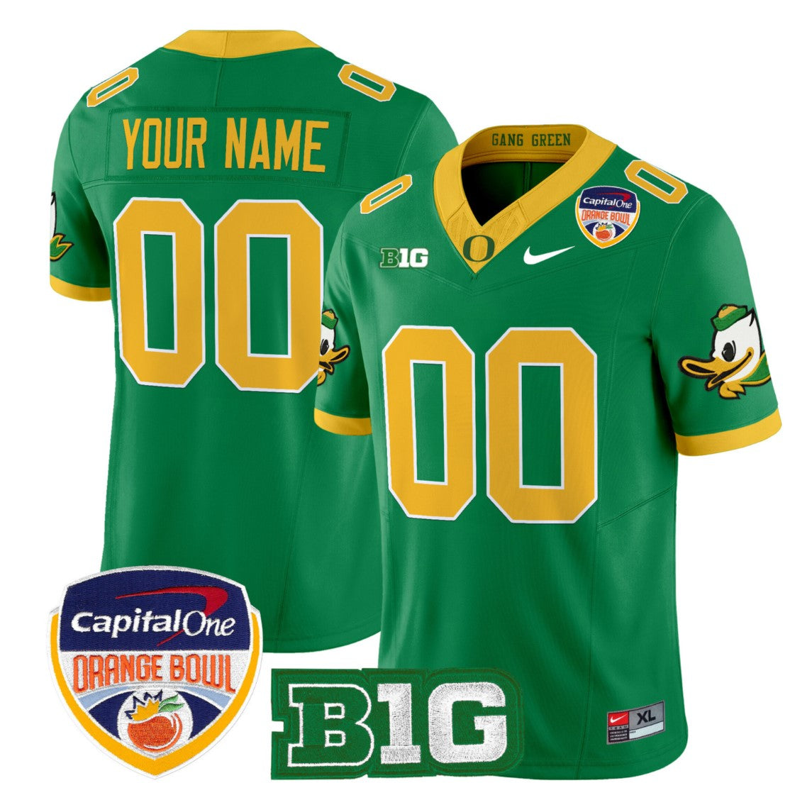 Custom Oregon Ducks Jersey 2026 Orange Bowl Patch Vapor Limited Stitched