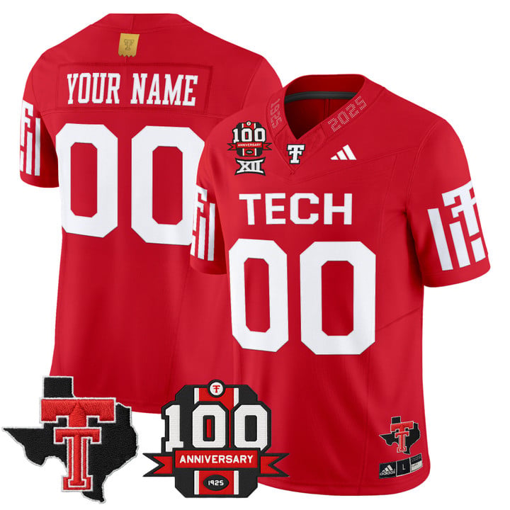 Custom Texas Tech Red Raiders Jersey 100th Anniversary Patch 2025 Stitched