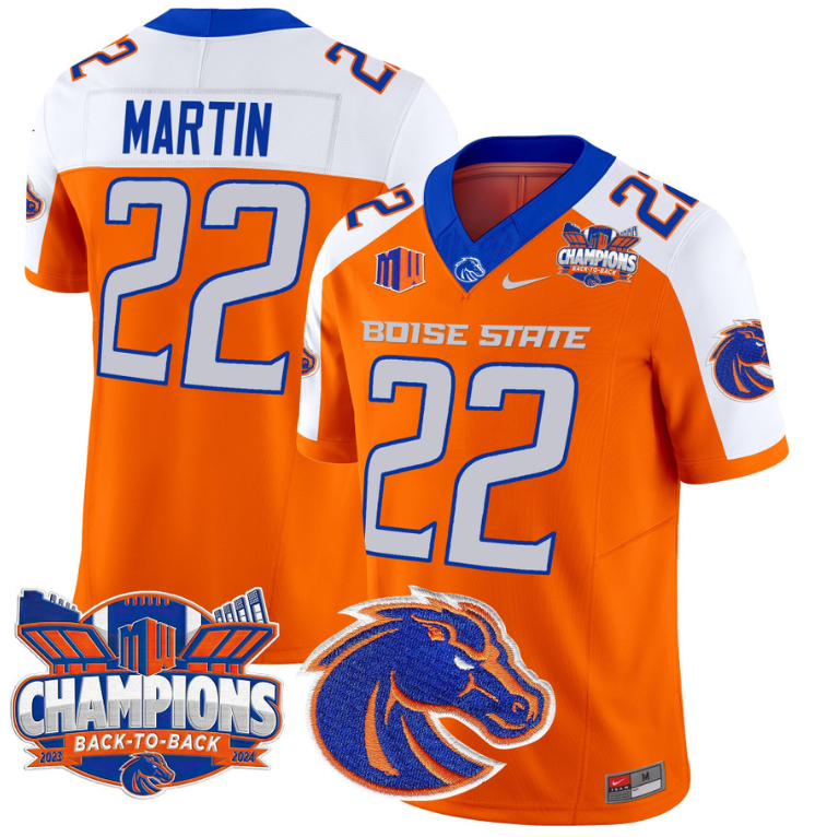 Doug Martin Jersey #22 Boise State Broncos Back To Back Champions Orange Alternate