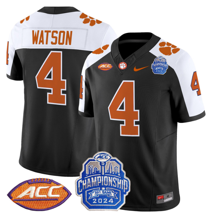 Deshaun Watson Jersey #4 Clemson Tigers 2024 ACC Championship Patch Black Alternate
