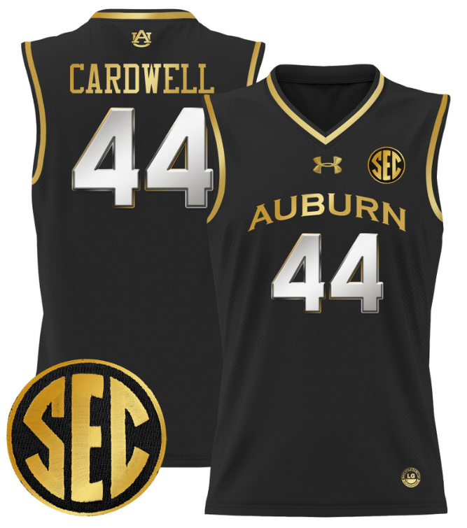 Dylan Cardwell Jersey #44 Auburn Tigers 2024 Lightweight Basketball Black Gold