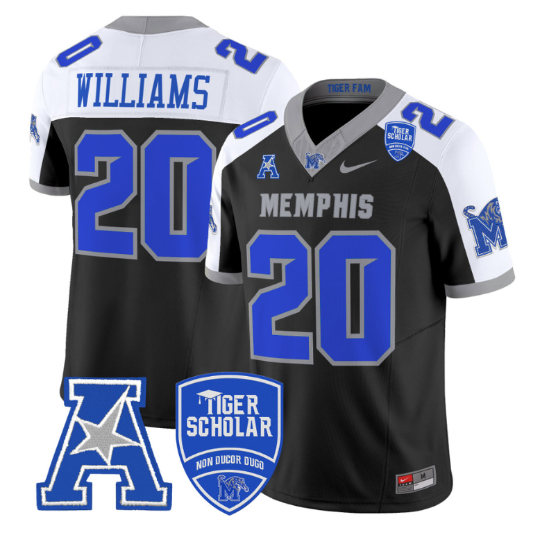 DeAngelo Williams Jersey #20 Memphis Tigers 2024 Vapor Stitched Black Alternate