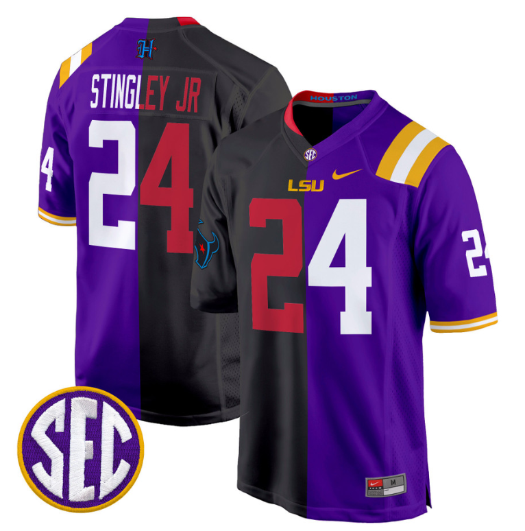 Derek Stingley Jr Jersey #24 LSU Tiger Split Game College Football All Stitched