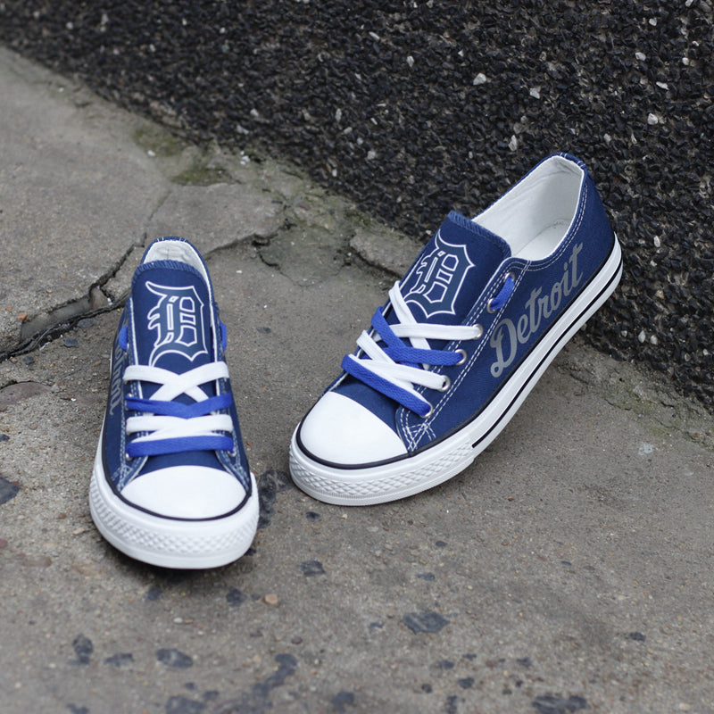 Detroit Tigers Limited Print MLB Baseball Fans Low Top Canvas Shoes Sport Sneakers T-DJ172L