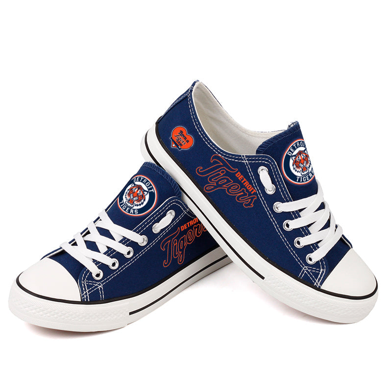 Detroit Tigers Limited Print MLB Baseball Fans Low Top Canvas Shoes Sport Sneakers T-DAC174L