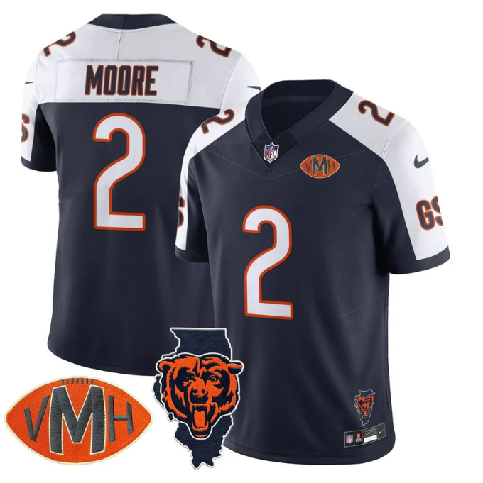 DJ Moore Jersey #2 Honor Virginia Halas McCaskey All Stitched Navy Alter