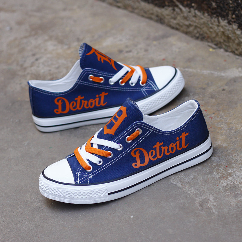 Detroit Tigers Limited Print MLB Baseball Fans Low Top Canvas Shoes Sport Sneakers T-DAC61L