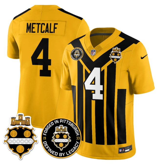 DK Metcalf Jersey #4 Alternate 1933 Throwback Limited All Stitched Gold