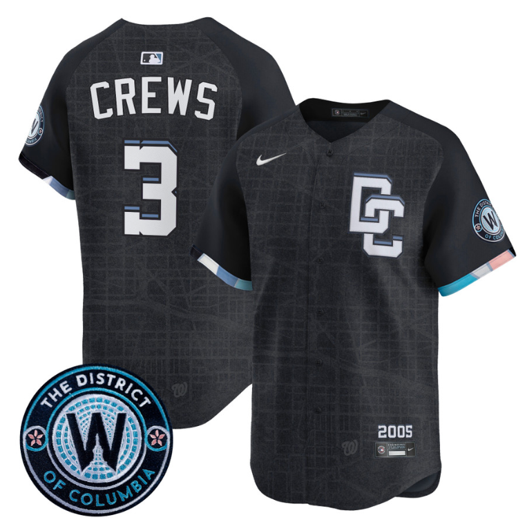 Dylan Crews Jersey #3 Washington Nationals 2025 City Connect Vapor Premier Limited Stitched Navy