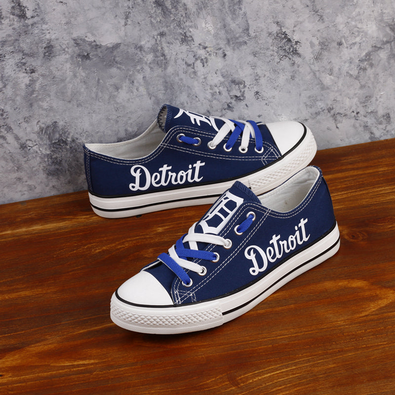 Detroit Tigers Limited Print MLB Baseball Fans Low Top Canvas Shoes Sport Sneakers T-DAC60L