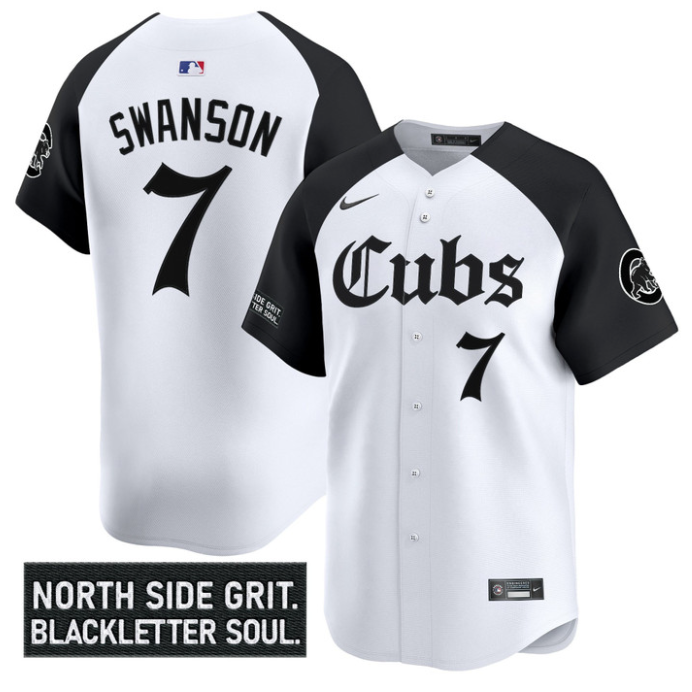 Dansby Swanson Jersey #7 Chicago Cubs Gothic North Side Edition Vapor Limited Stitched Black