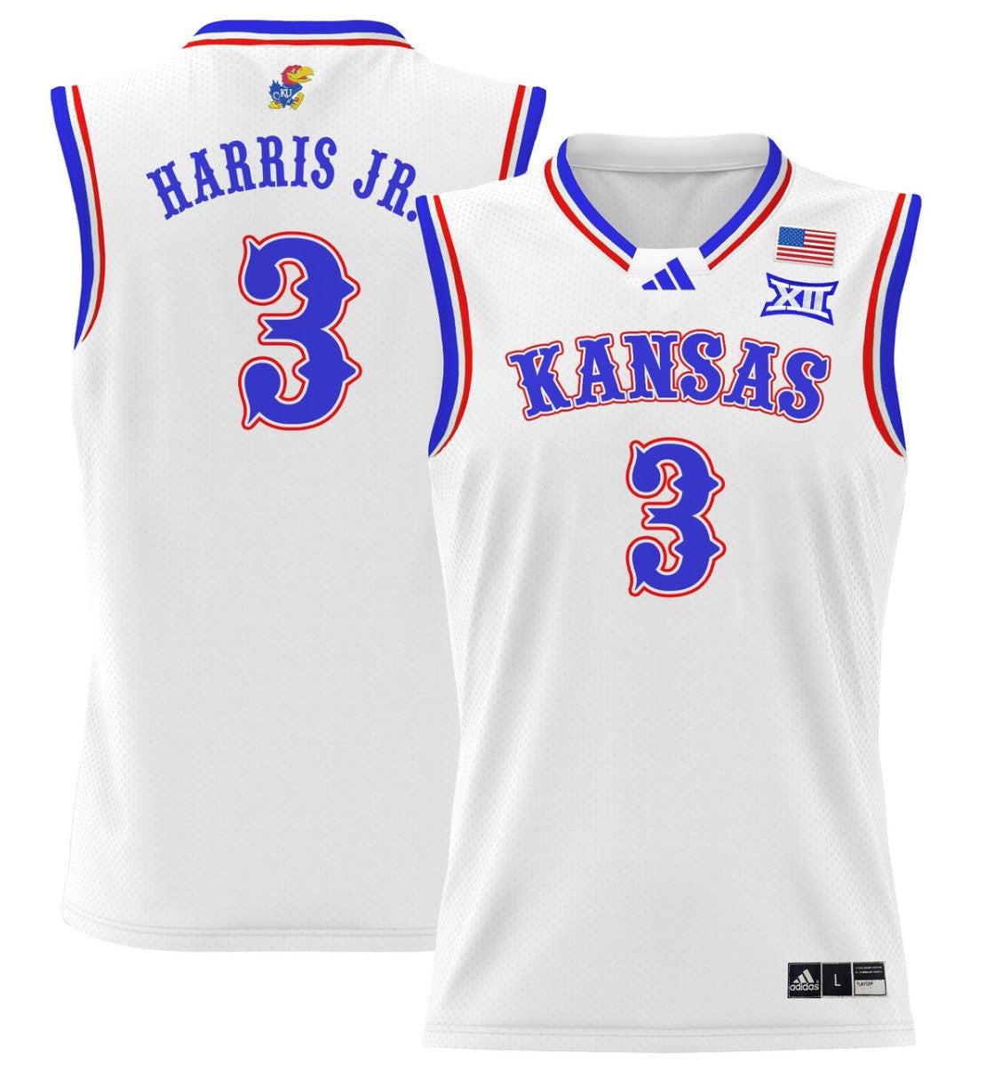 Dajuan Harris Jr Jersey #3 Kansas Jayhawks 2024 Lightweight Basketball White