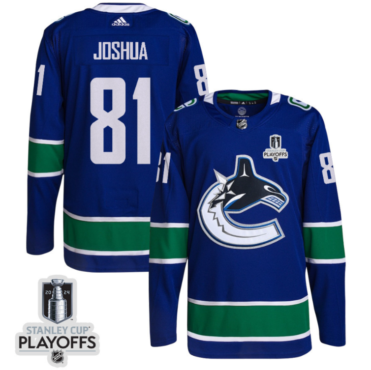 Dakota Joshua 81 Vancouver Canucks 2024 NHL Playoffs Patch Home Jersey - Men, Blue