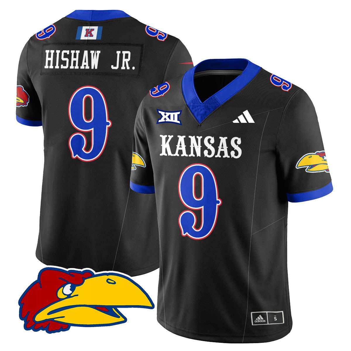 Daniel Hishaw Jr Jersey #9 Kansas Jayhawks Football 2025 Limited Stitched Black