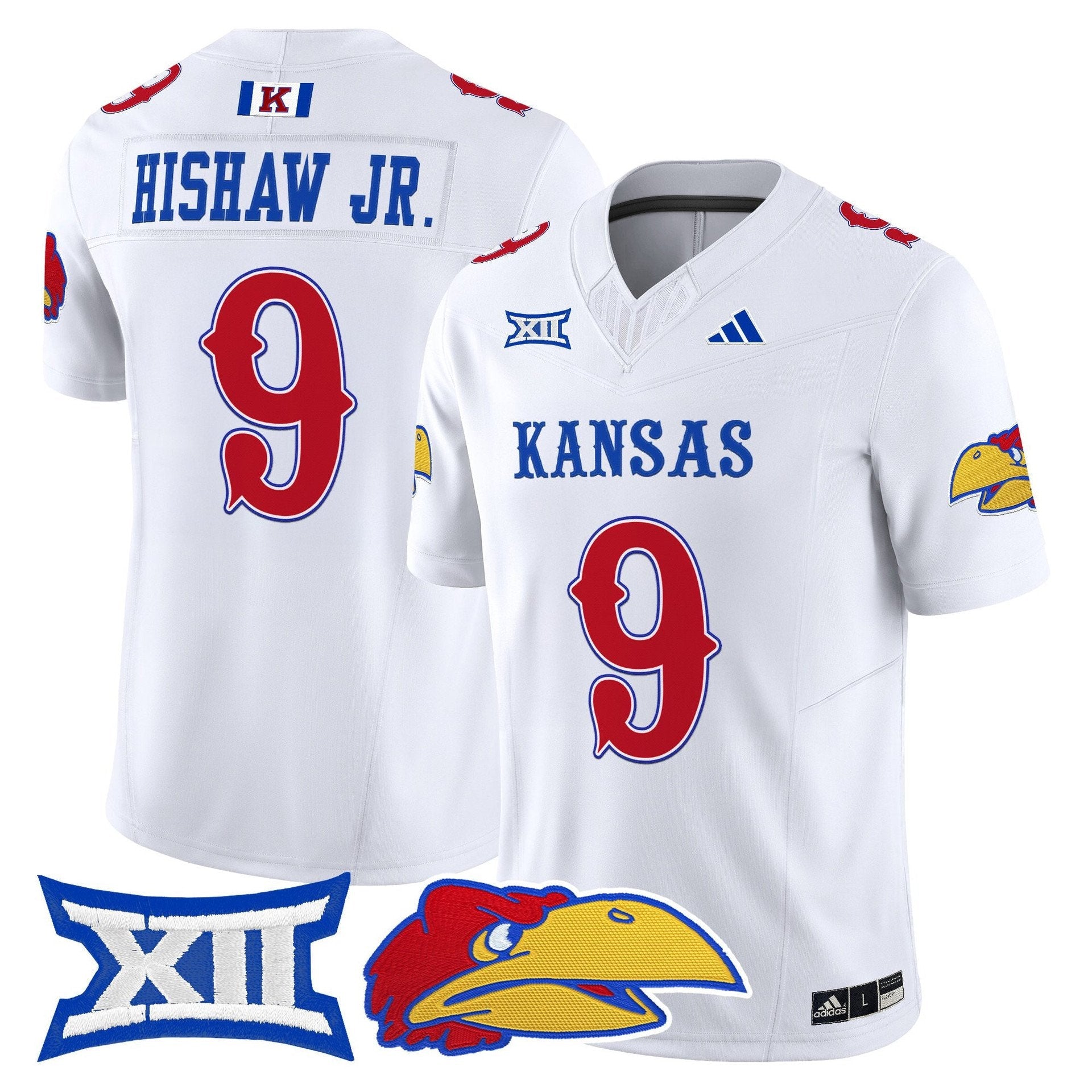 Daniel Hishaw Jr Jersey #9 Kansas Jayhawks 2025 Vapor Limited Stitched White