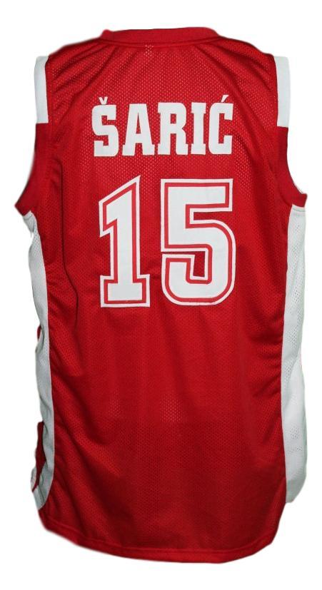 Dario Saric Jersey #15 Croatia Basketball New Sewn Red