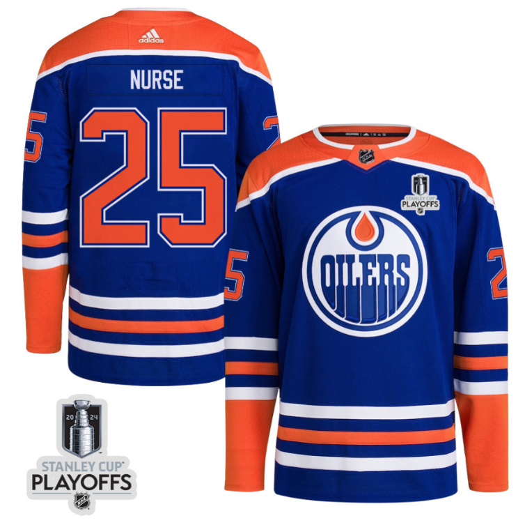 Darnell Nurse 25 Edmonton Oilers 2024 NHL Playoffs Patch Home Jersey - Men