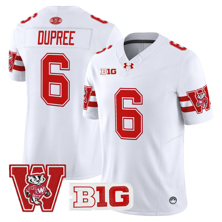 Darrion Dupree Jersey #6 Wisconsin Badgers Throwback Stitched White
