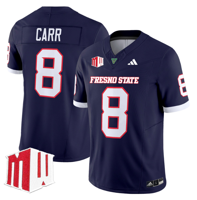 David Carr Jersey #8 Fresno State Bulldogs 2024 Stitched Navy