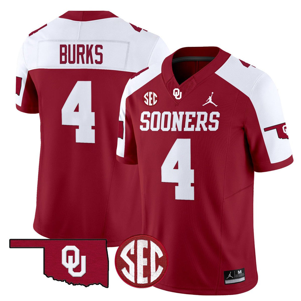 Deion Burks Jersey #4 Oklahoma Sooners 2025 Vapor Limited Stitched Alternate