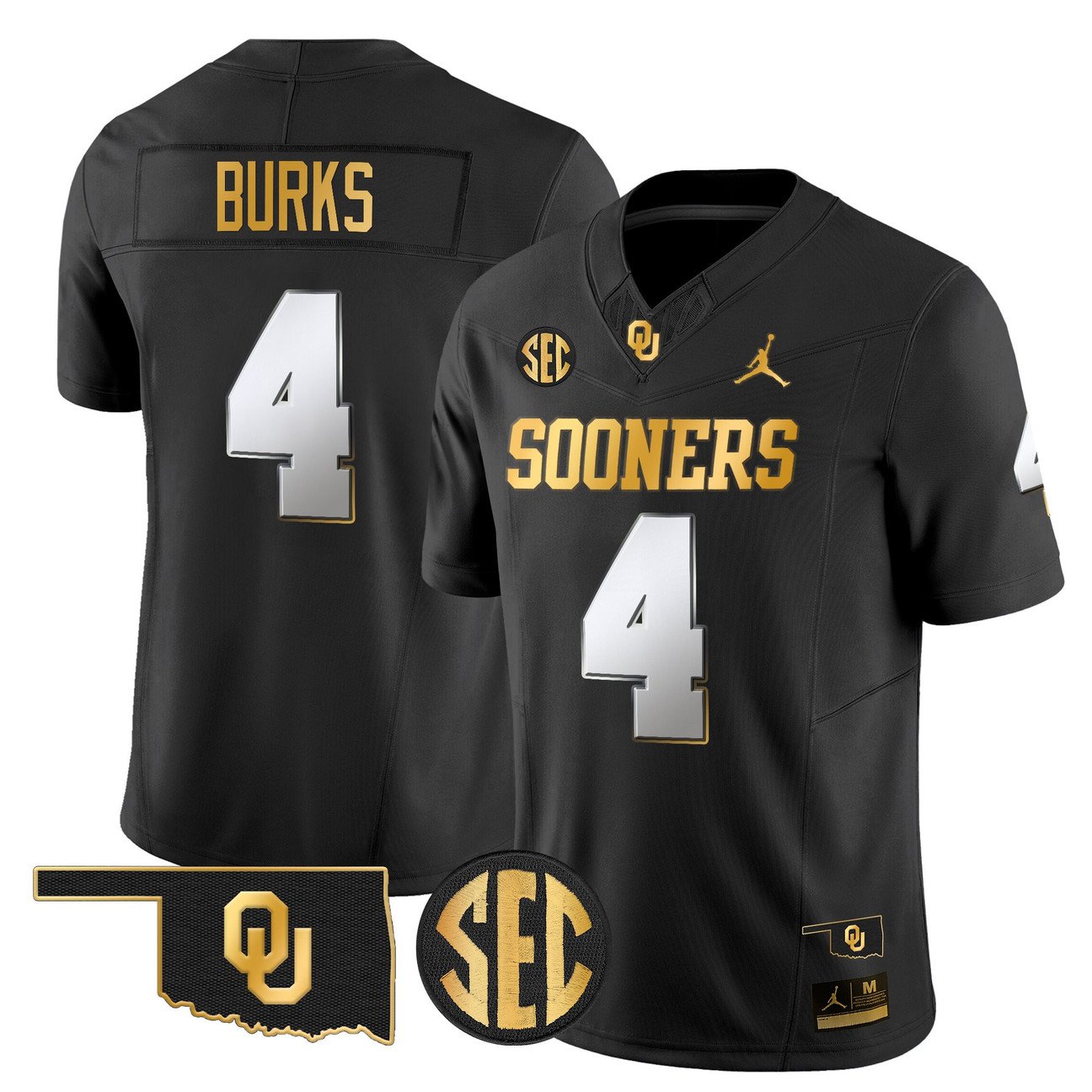 Deion Burks Jersey #4 Oklahoma Sooners 2025 Gold Limited Stitched