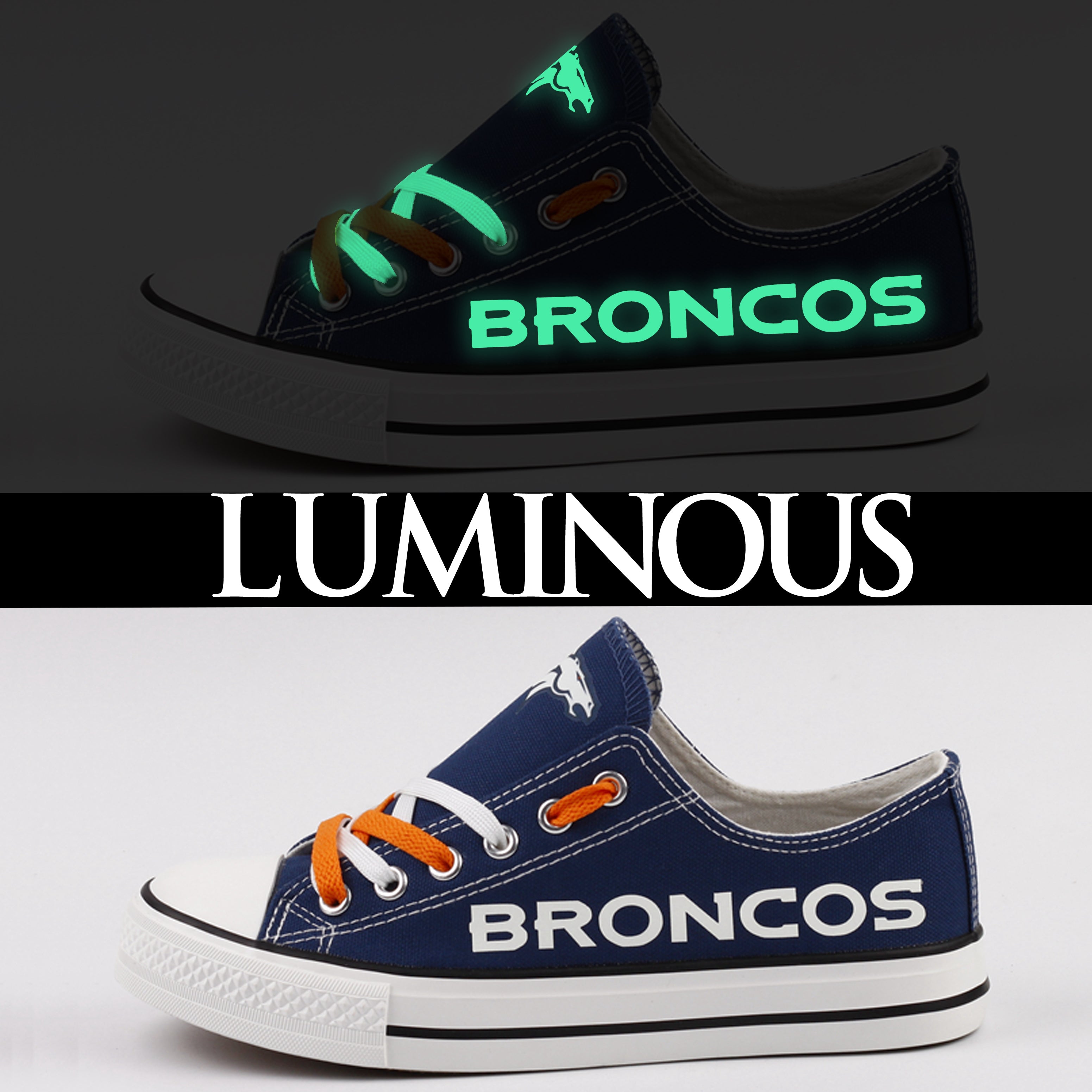 Denver Broncos Low Top Canvas Sport Sneakers Shoes For Men Women Fans