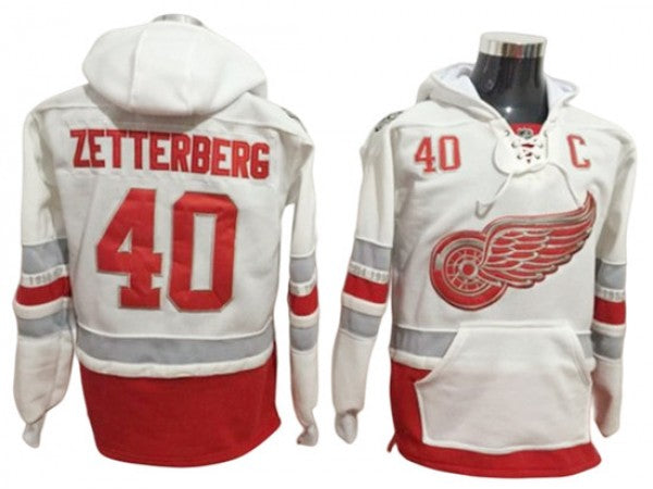 Detroit Red Wings #40 Henrik Zetterberg Hoodie -White