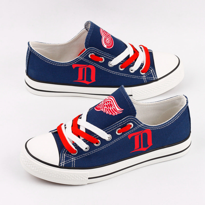 Detroit Red Wings Top Canvas Sport Sneakers Shoes For Men Women Fans
