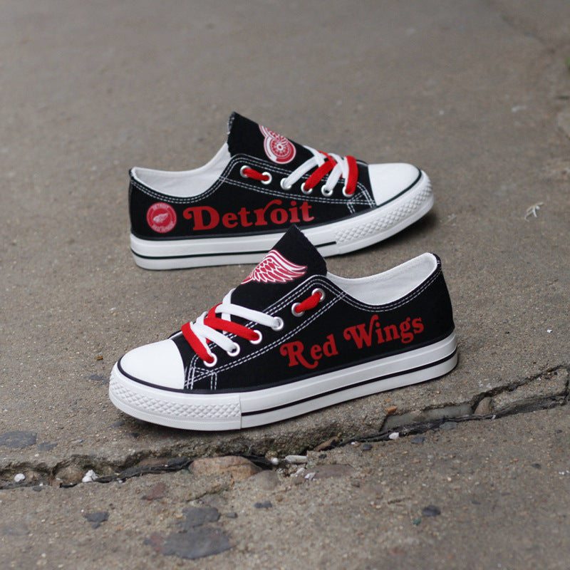 Detroit Red Wings Top Canvas Sport Sneakers Shoes For Men Women Fans
