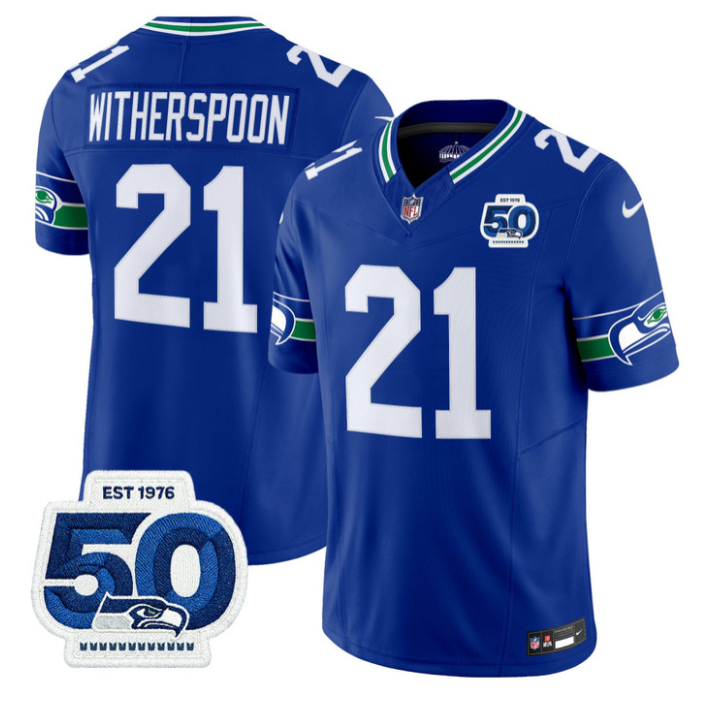 Devon Witherspoon Jersey #21 Throwback 50th Anniversary Patch Stitched