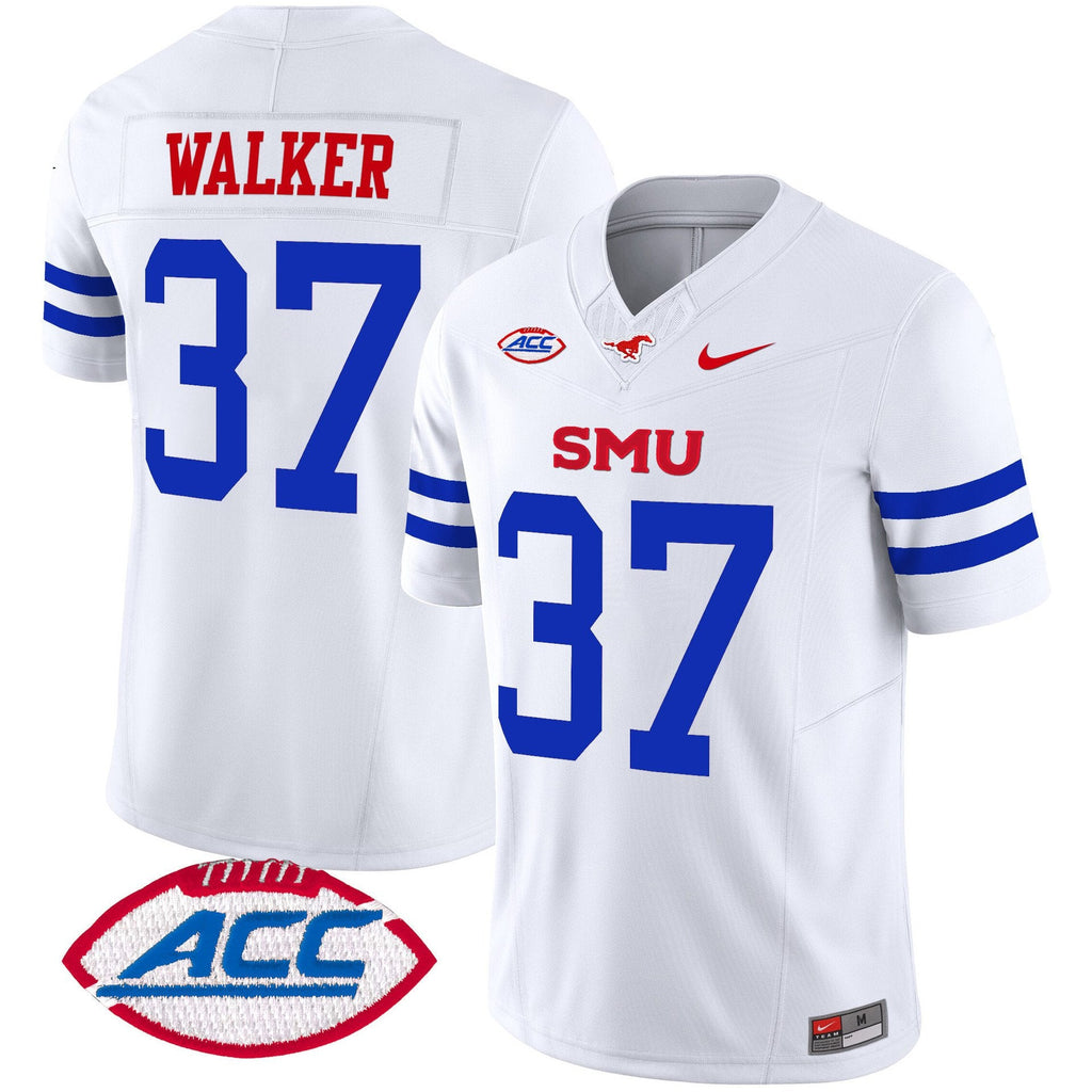 Doak Walker Jersey #37 SMU Mustangs 2025 Vapor Limited Stitched Ice White