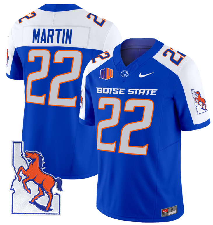 Doug Martin Jersey #22 Boise State Broncos 2024 Map Patch Vapor Football Royal Alternate