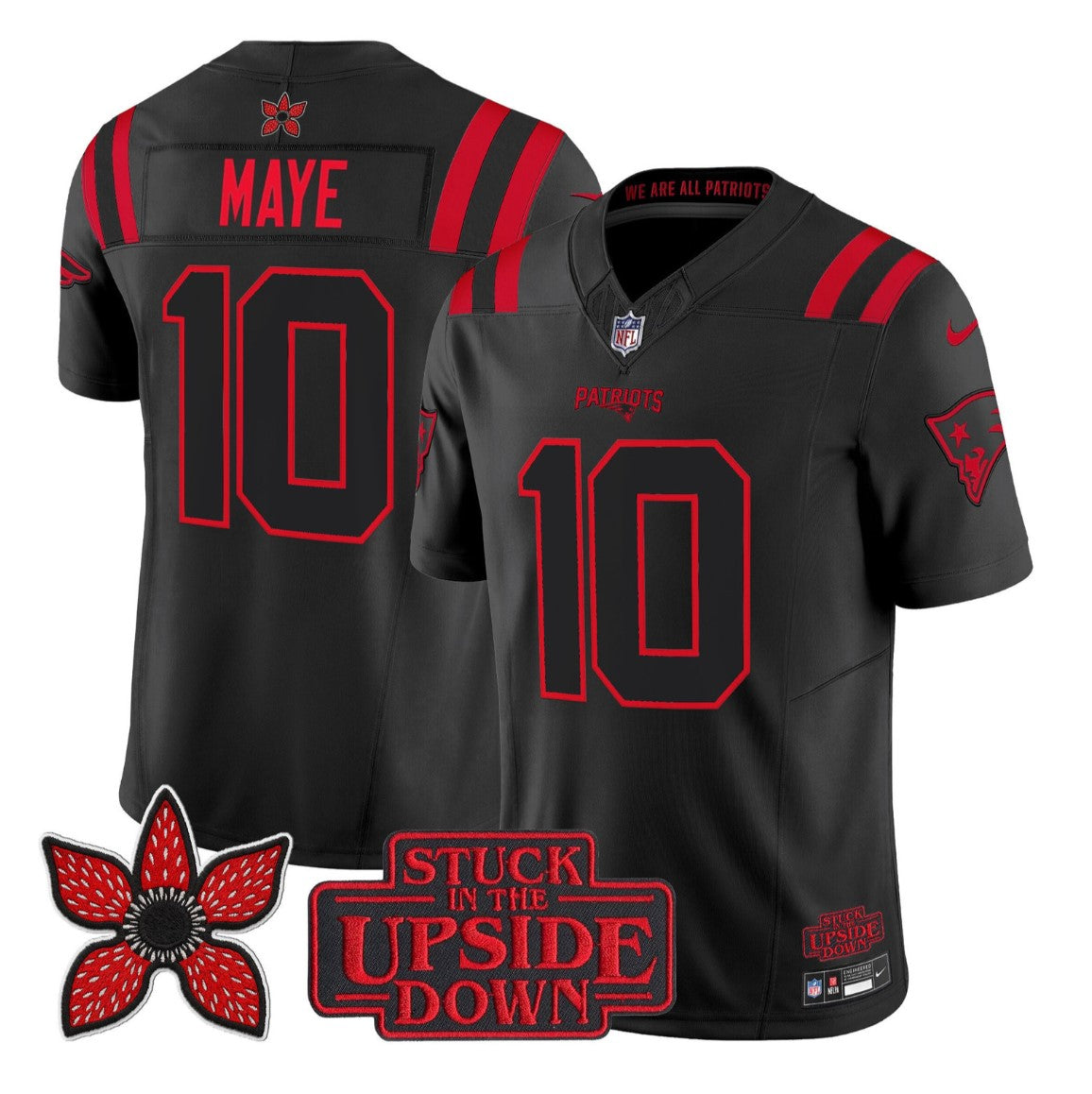 Drake Maye Jersey #10 Stranger Things Edition Vapor Limited All Stitched