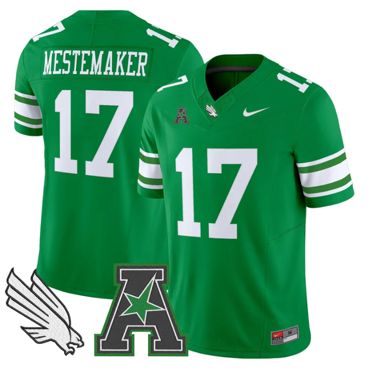 Drew Mestemaker Jersey #17 North Texas Mean Green 2025 Vapor Stitched Green