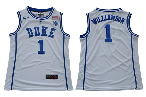 Duke Blue Devils #1 Williamson Basketball NCAA Basketball Jersey White Round Neck