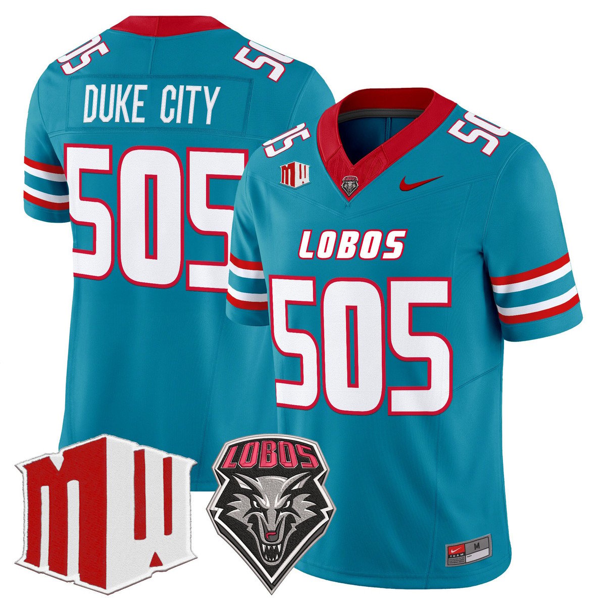 Duke City Jersey #505 New Mexico Lobos 2025 Vapor Limited Stitched Turquoise