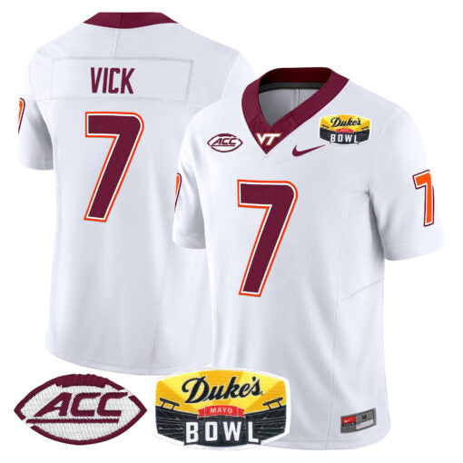 Michael Vick Jersey #7 Virginia Tech Hokies 2025 Duke’s Mayo Bowl Patch White
