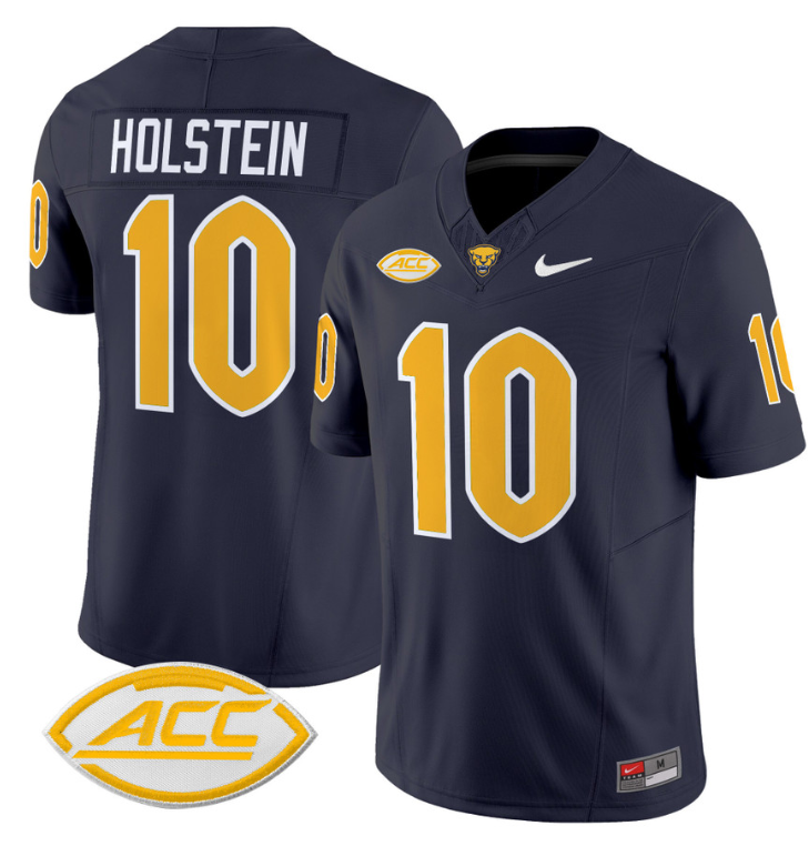 Eli Holstein Jersey #10 Pittsburgh Panthers Vapor Limited College Football Stitched Navy