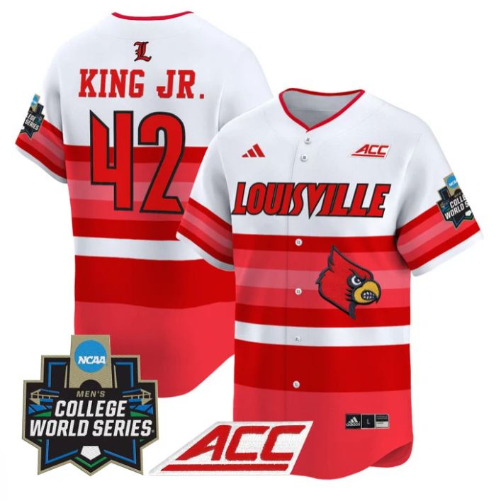Eddie King Jr Jersey #42 Louisville Cardinals 2025 World Series Gradient