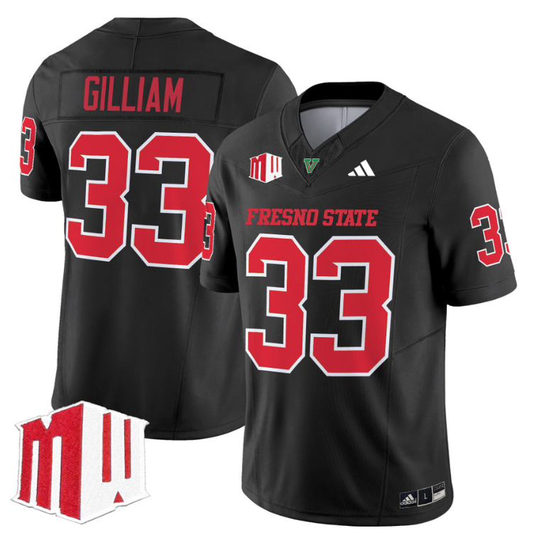 Elijah Gilliam Jersey #33 Fresno State Bulldogs 2024 Stitched Red Alternate