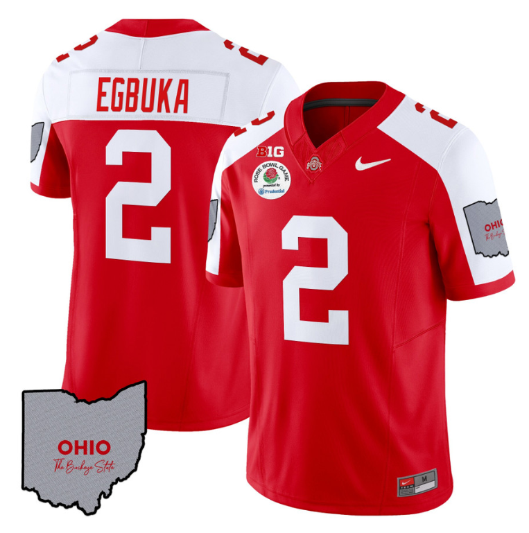 Emeka Egbuka Jersey #22 Ohio State Rose Bowl Patch Football V3 Red Alternate
